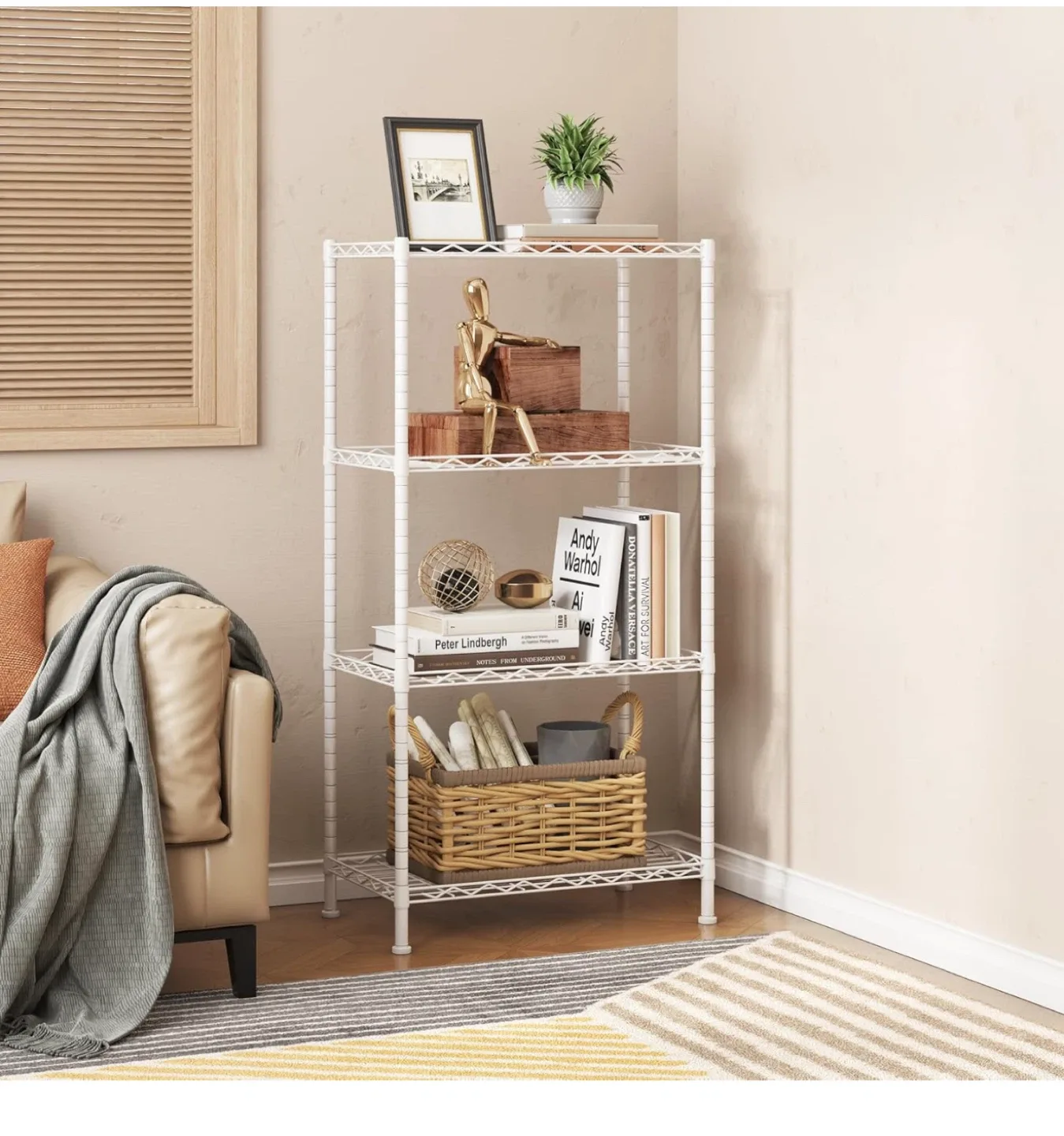 White Wire Shelving Unit - 4 Tier image indicator(4)
