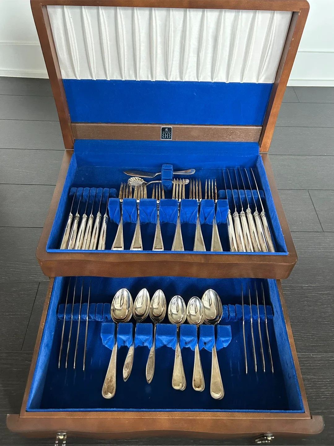 Vintage Birks Silverware Set with Wooden Case
