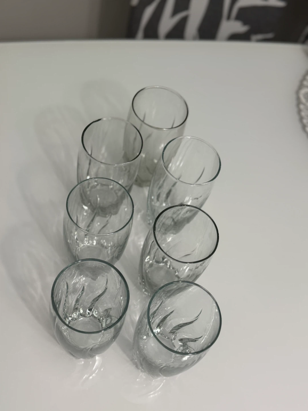 Set of 6 Textured Clear Drinking Glasses
