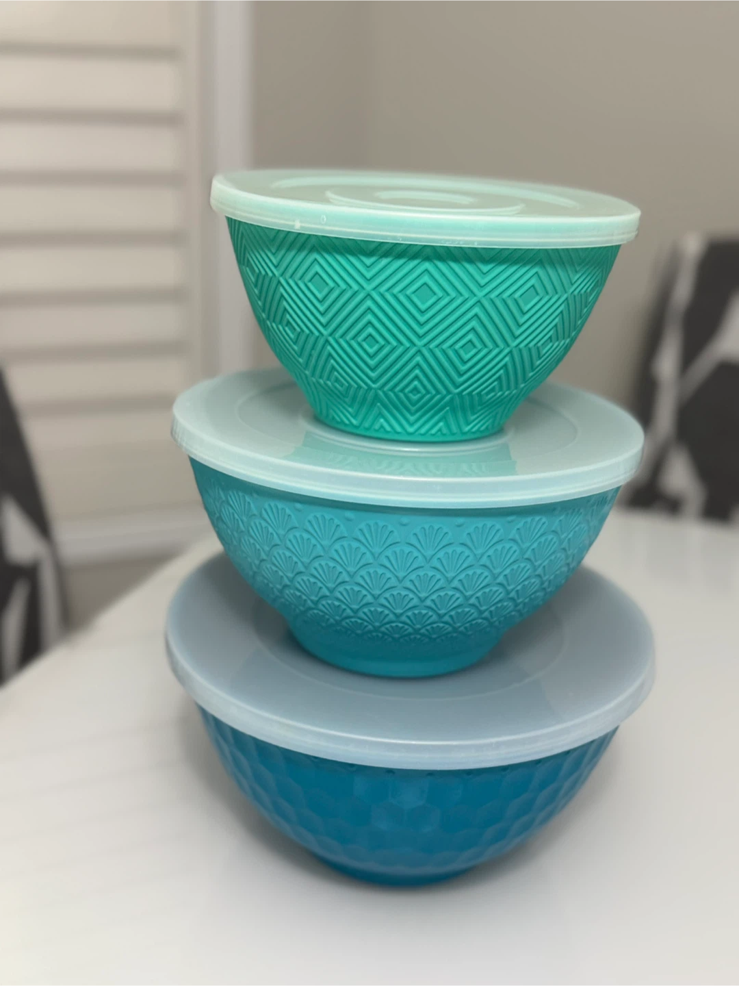 Teal Nesting/mixing Bowls with Lids - Set of 3 - photo 2