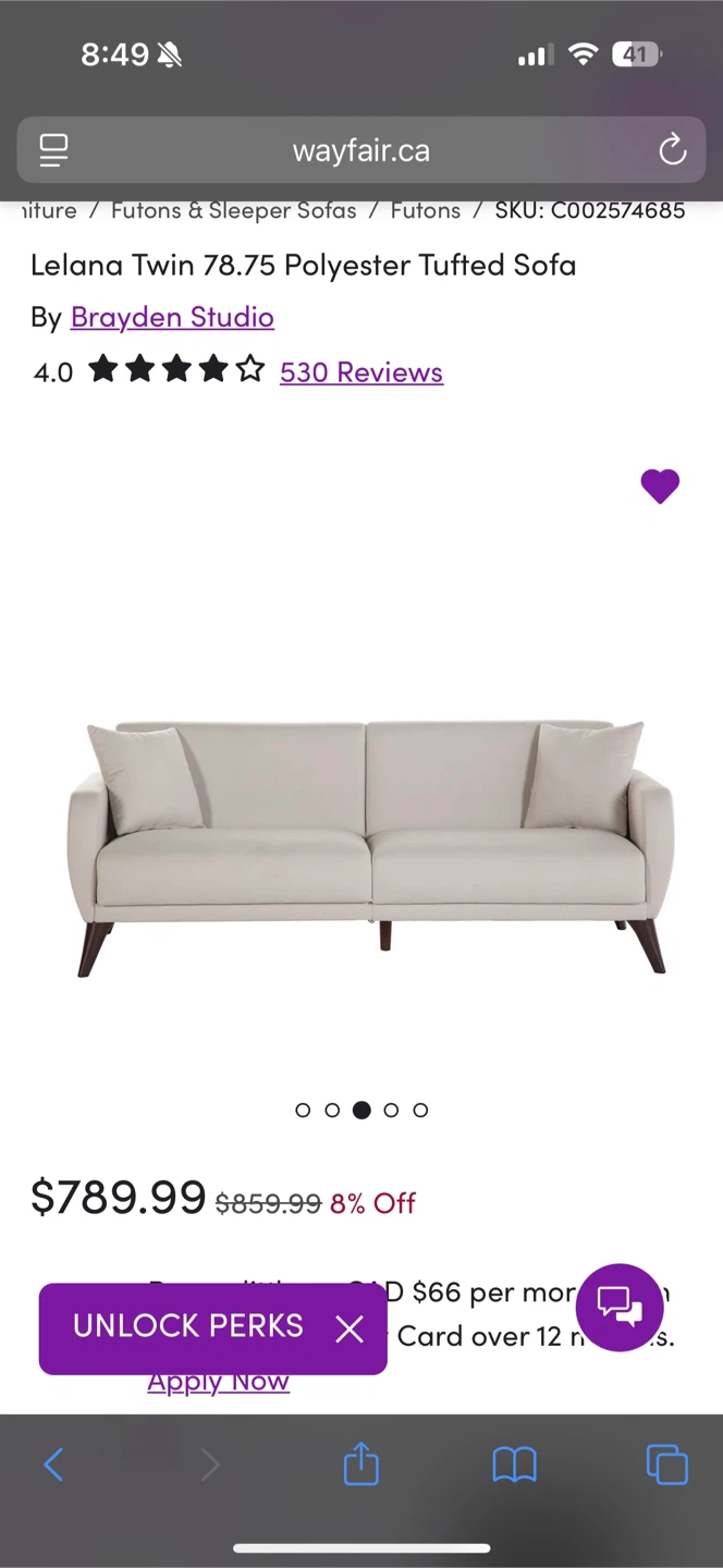 Brayden Studio Lelana Twin Sofa - 78.75" Polyester - photo 3