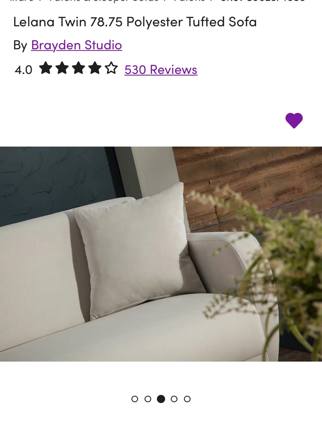 Brayden Studio Lelana Twin Sofa - 78.75" Polyester - photo 2