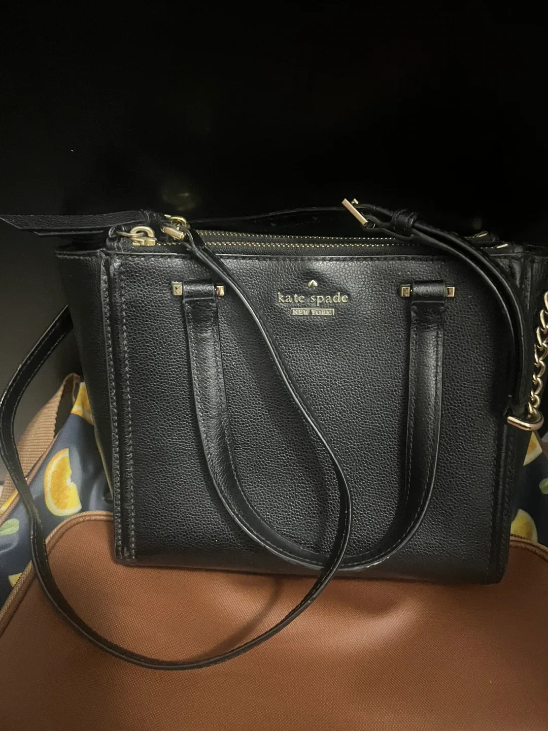 Kate Spade Black Leather Satchel image indicator(6)