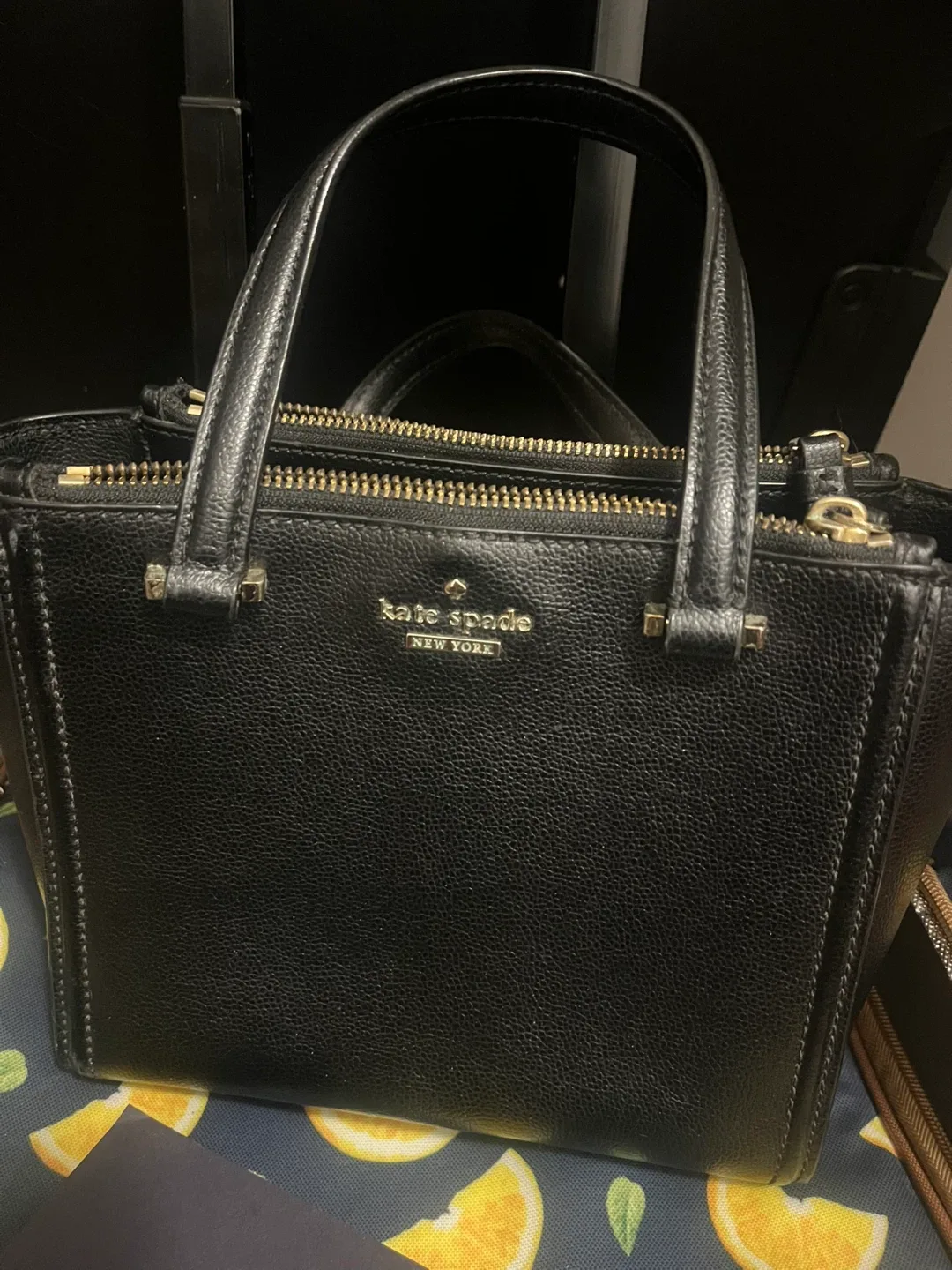 Kate Spade Black Leather Satchel image indicator(10)