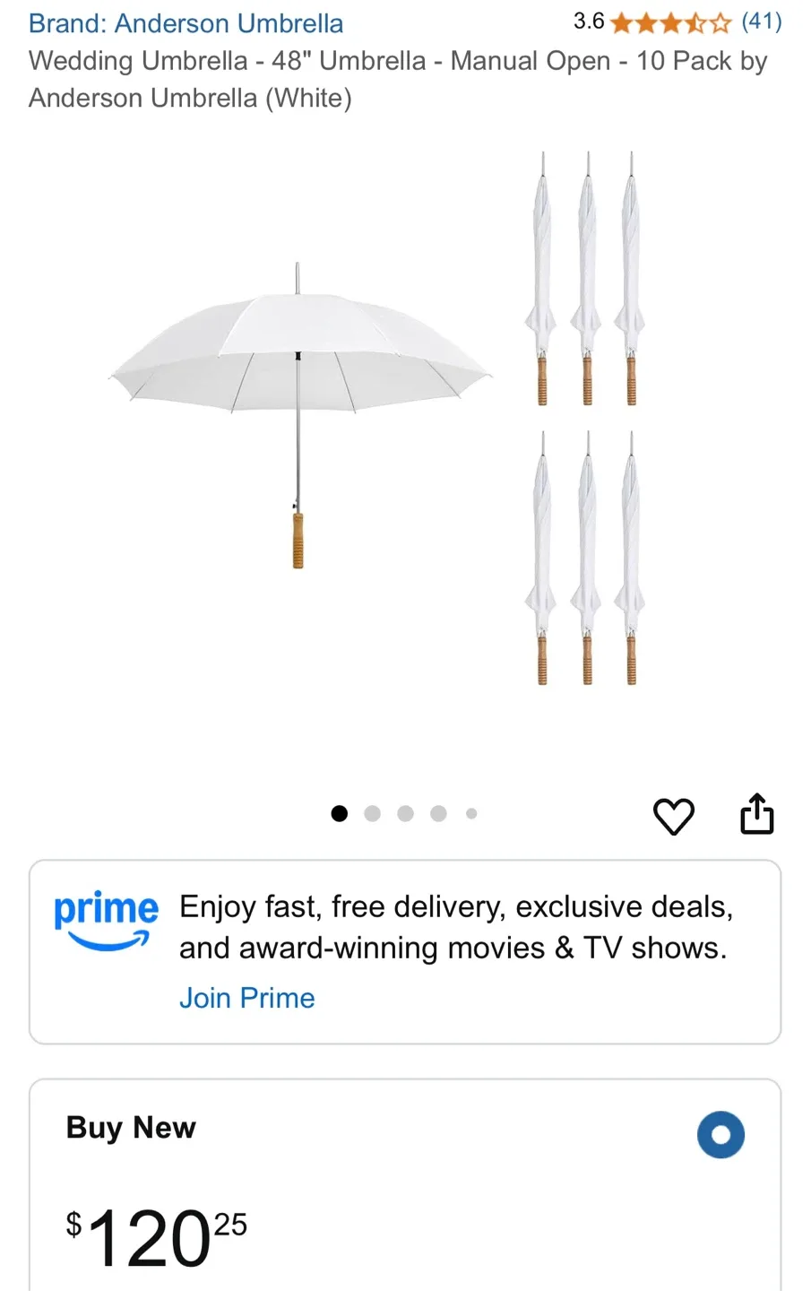 White Umbrellas with Wooden Handle x10 image indicator(7)