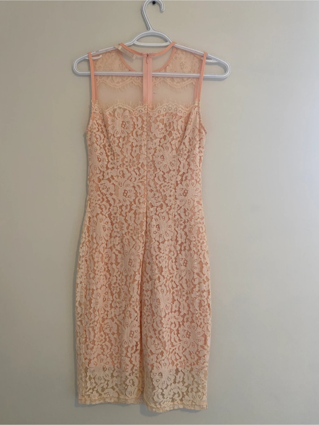 Lace Sleeveless Dress - Peach - photo 2
