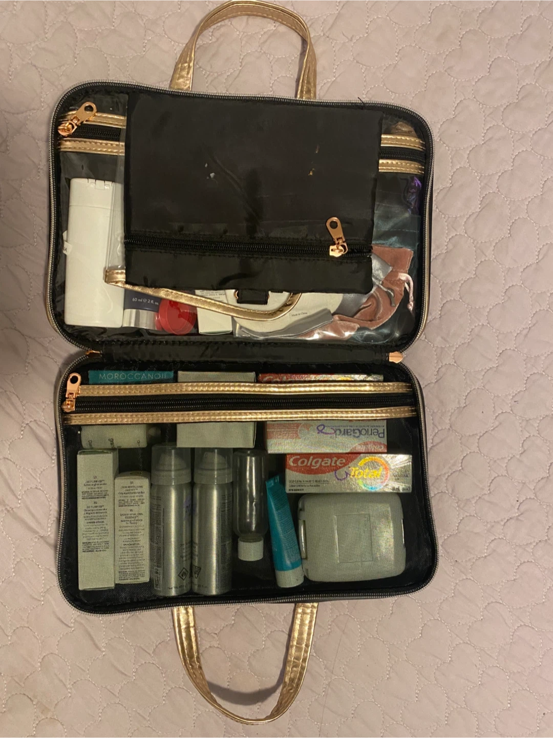 Bebe Black & Gold Travel Toiletry Bag - photo 4