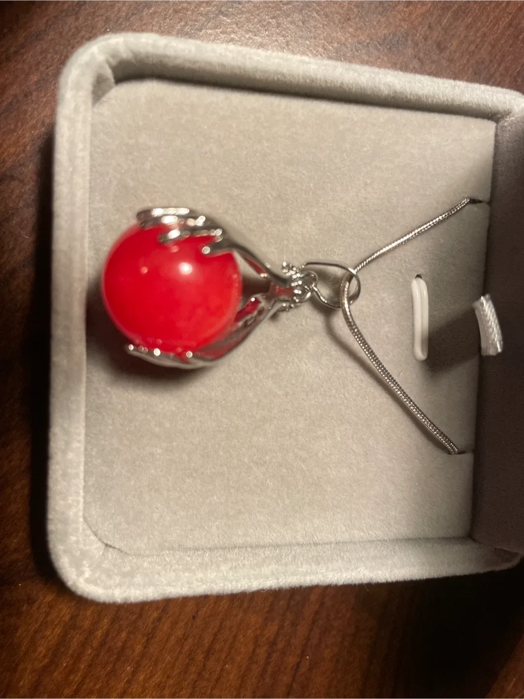 Red Stone Pendant Necklace with Silver Chain image indicator(2)