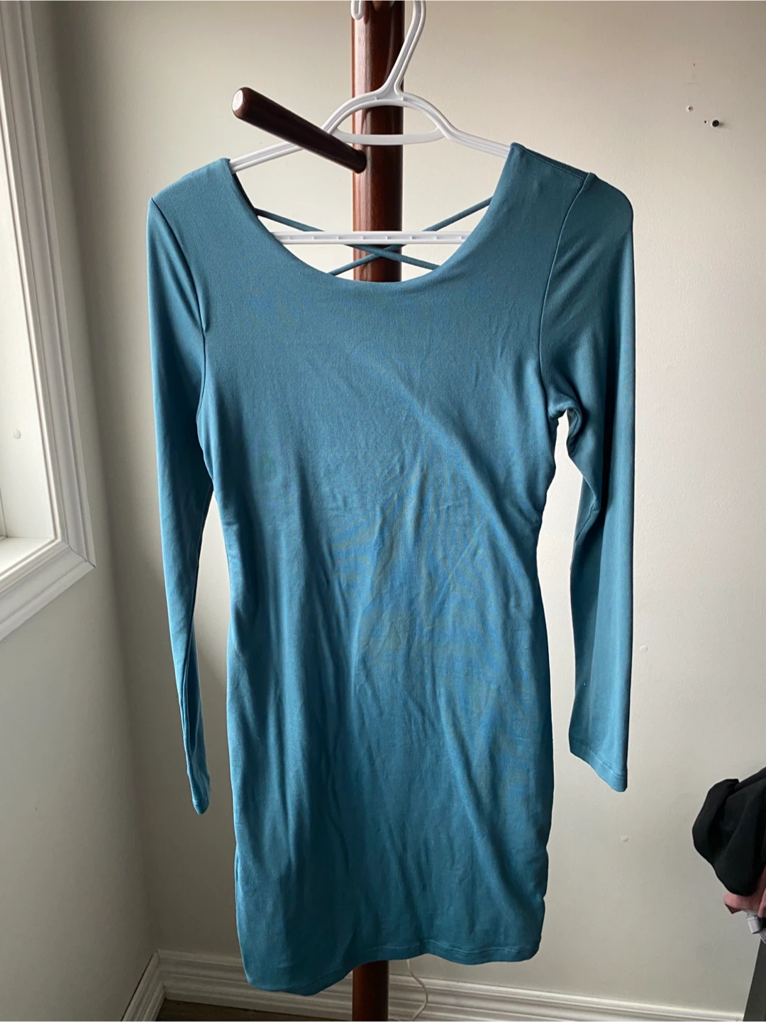 Teal Long Sleeve Mini Dress