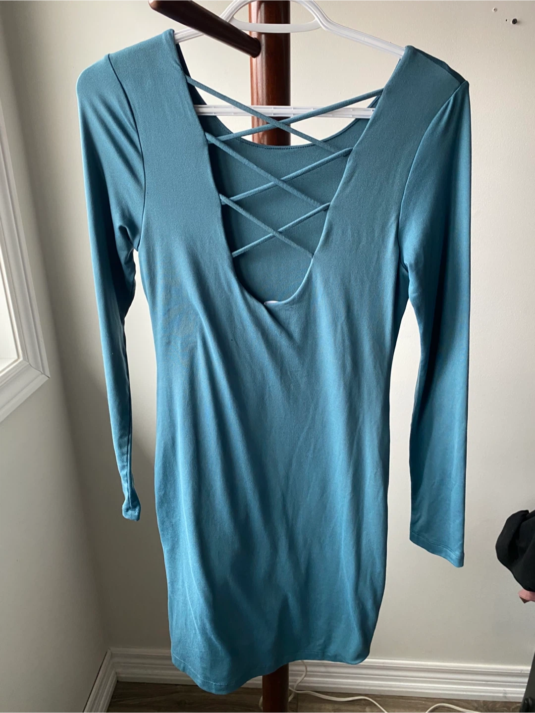 Teal Long Sleeve Mini Dress - photo 2
