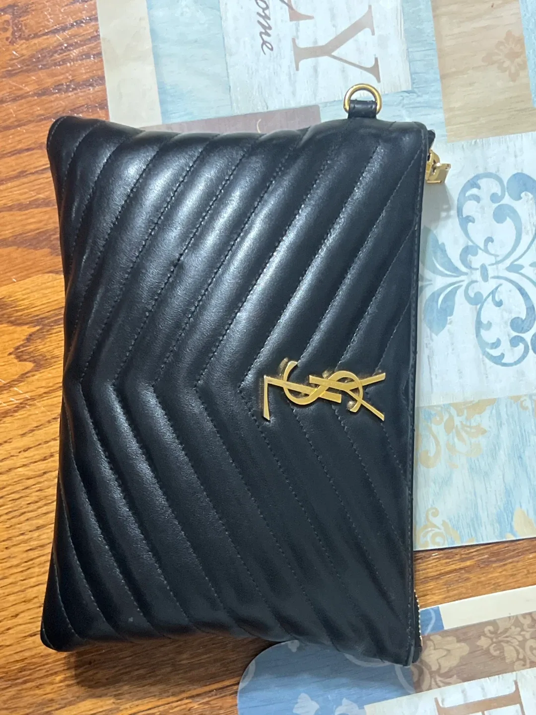 Saint Laurent YSL Black Leather Pouch image indicator(2)