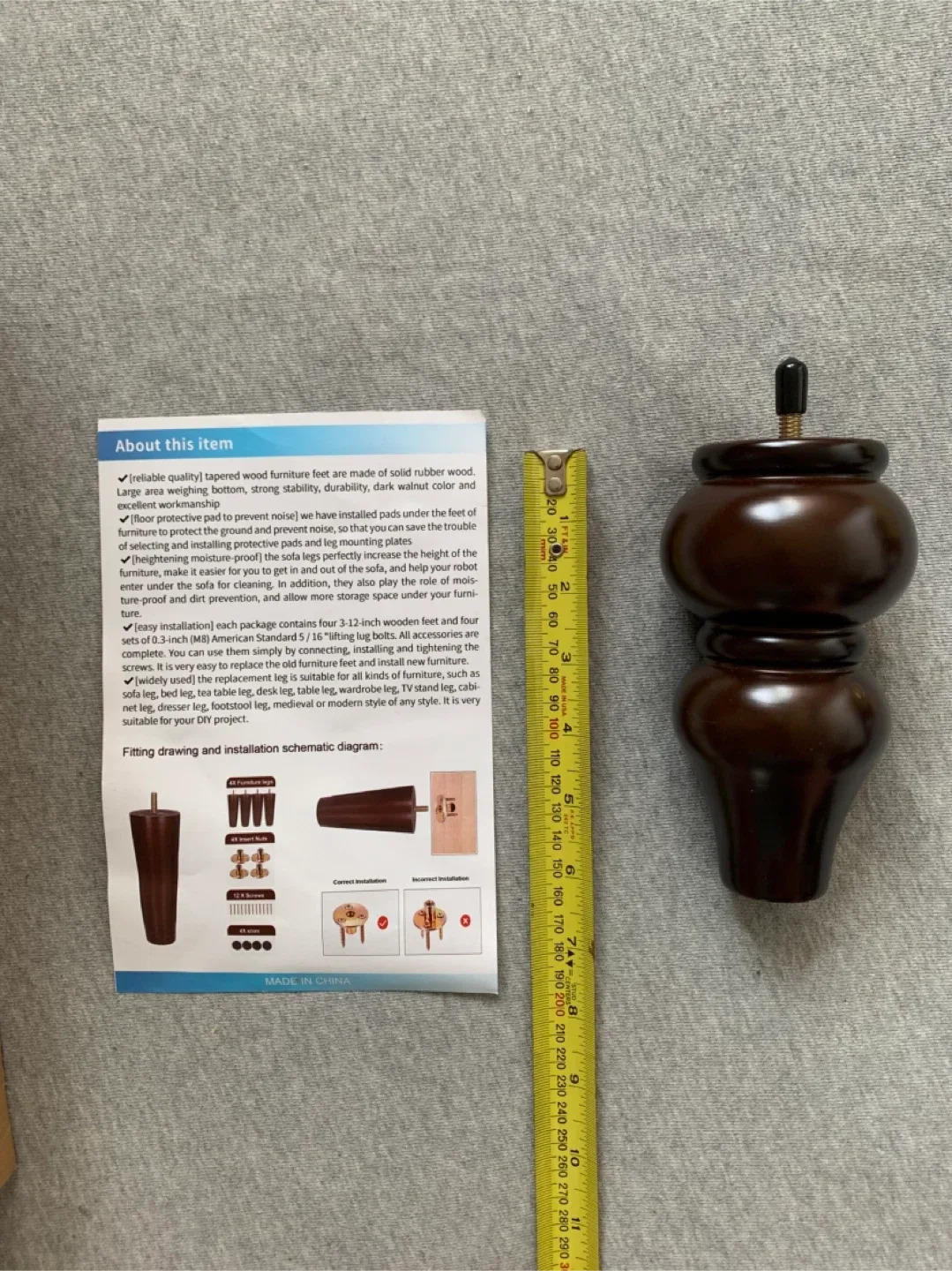 Gourd Shape 6-inch Furniture Legs - 4 PCS image indicator(2)