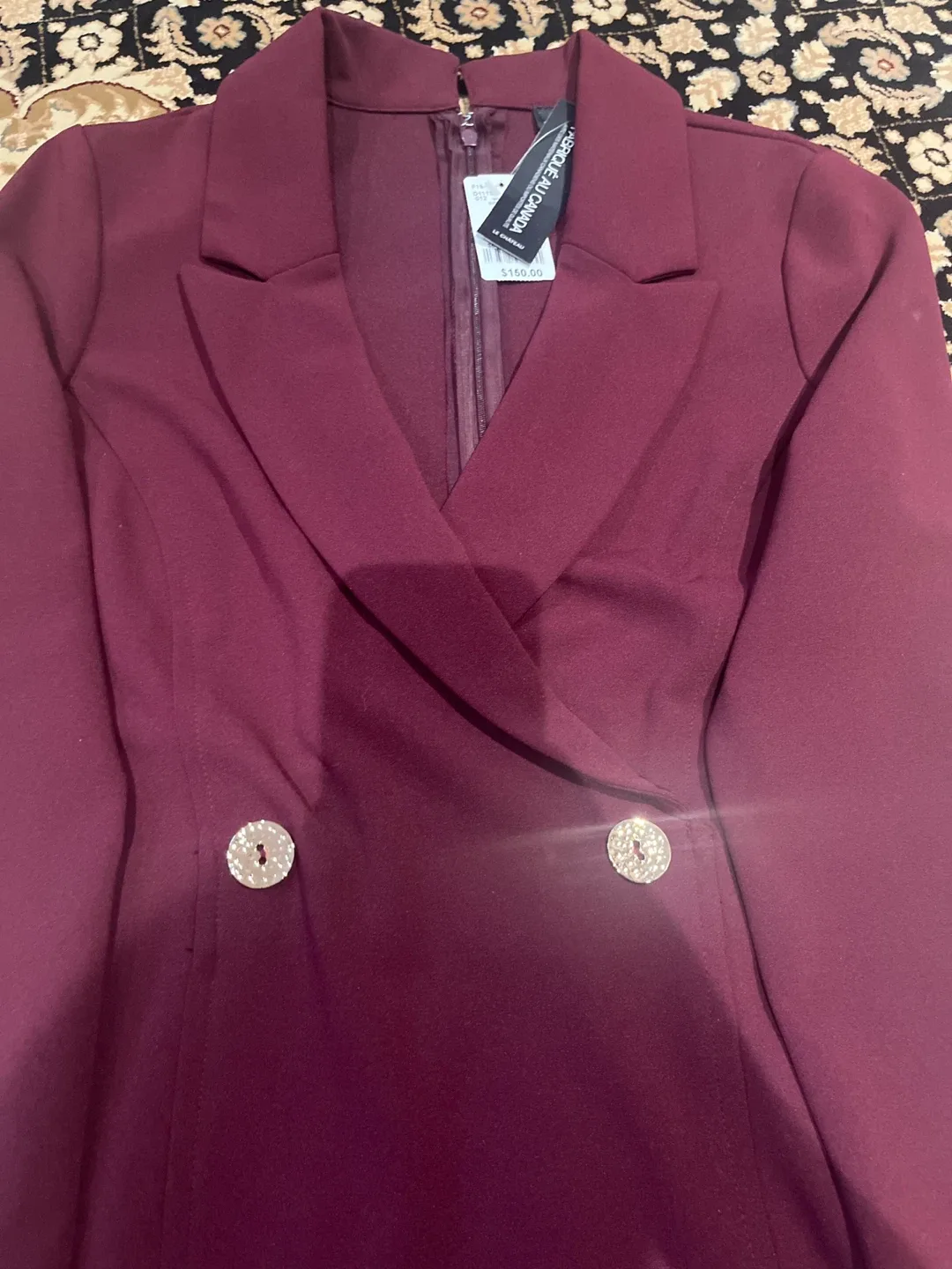 Le Chateau Burgundy Blazer Dress - Size 1G/1X image indicator(2)