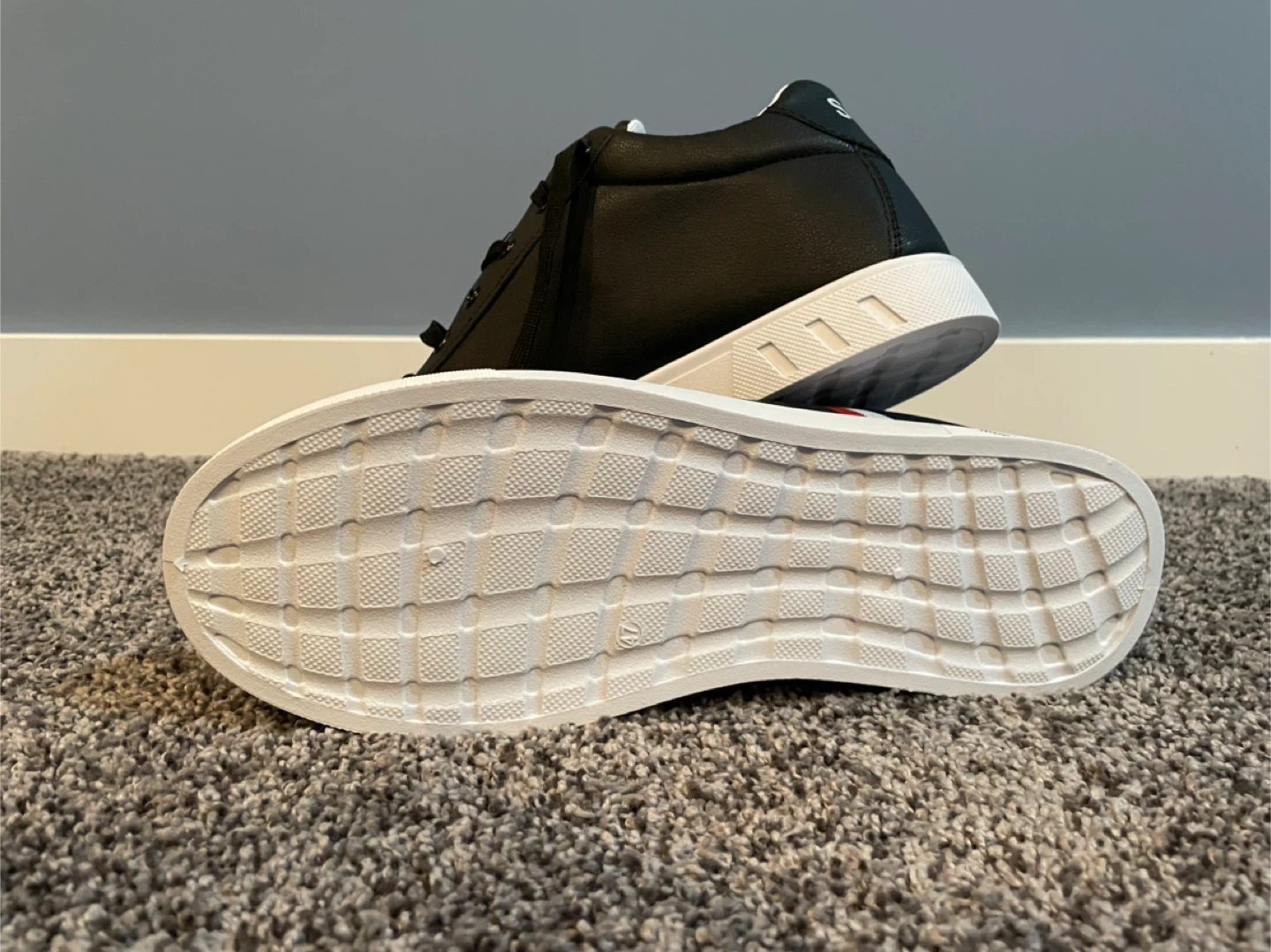 Classic Black Sport Sneakers with Red & White Accents