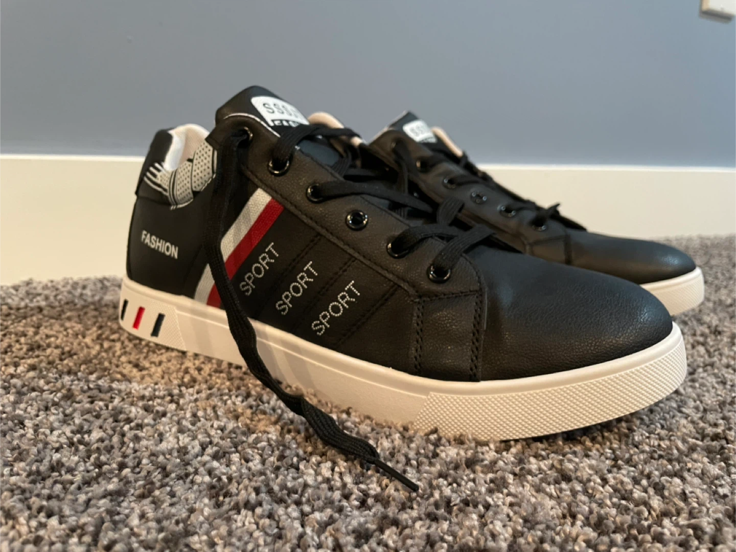Classic Black Sport Sneakers with Red & White Accents - photo 4