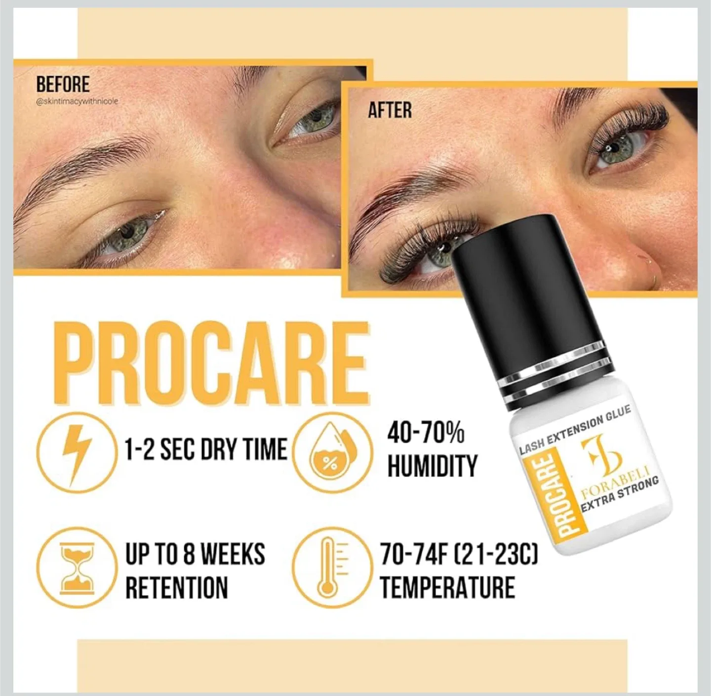 Forabeli Pro Care Eyelash Extension Glue - Black image indicator(7)