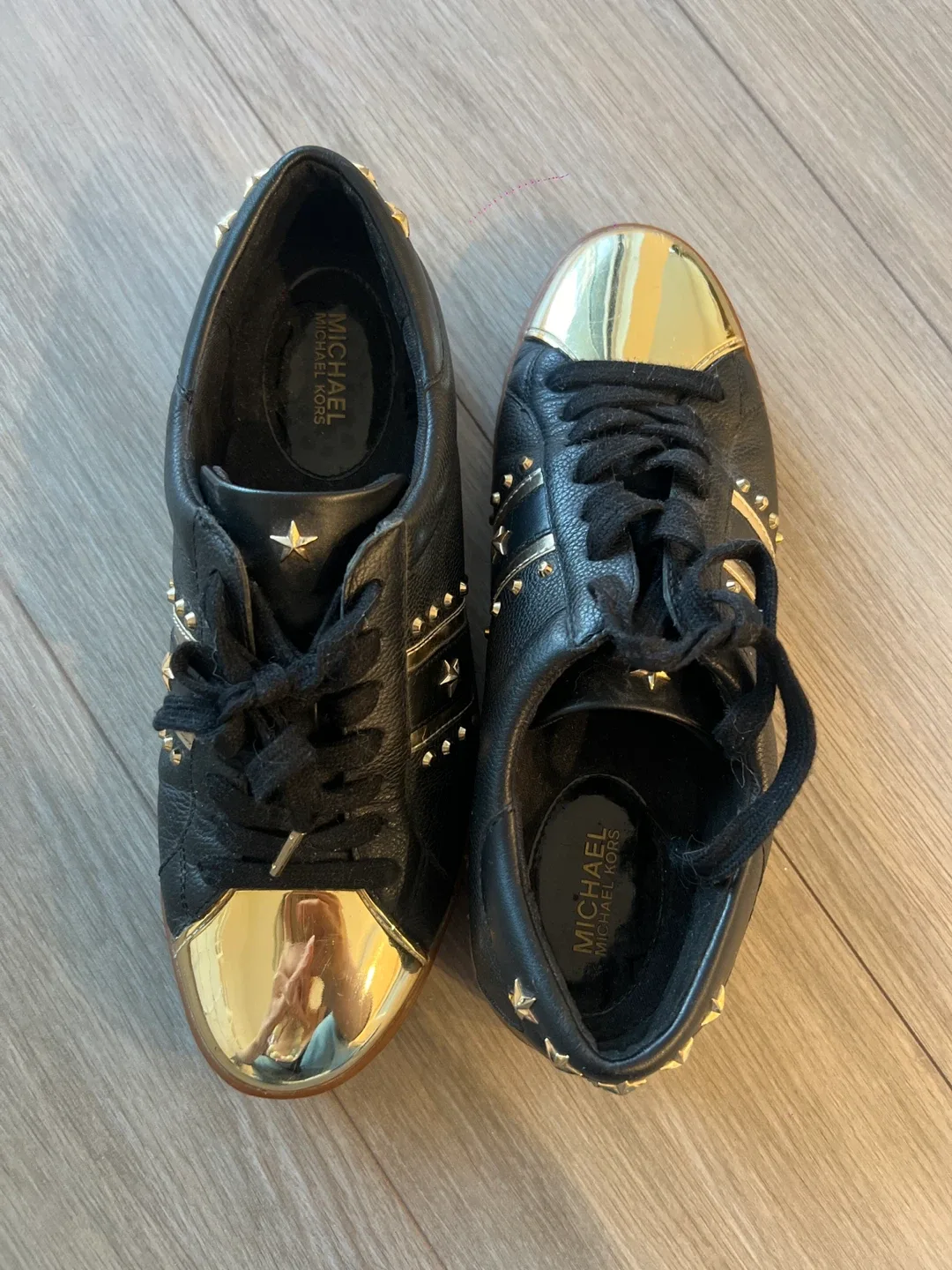Michael Kors Black & Gold Sneakers - Size 7.5 image indicator(4)
