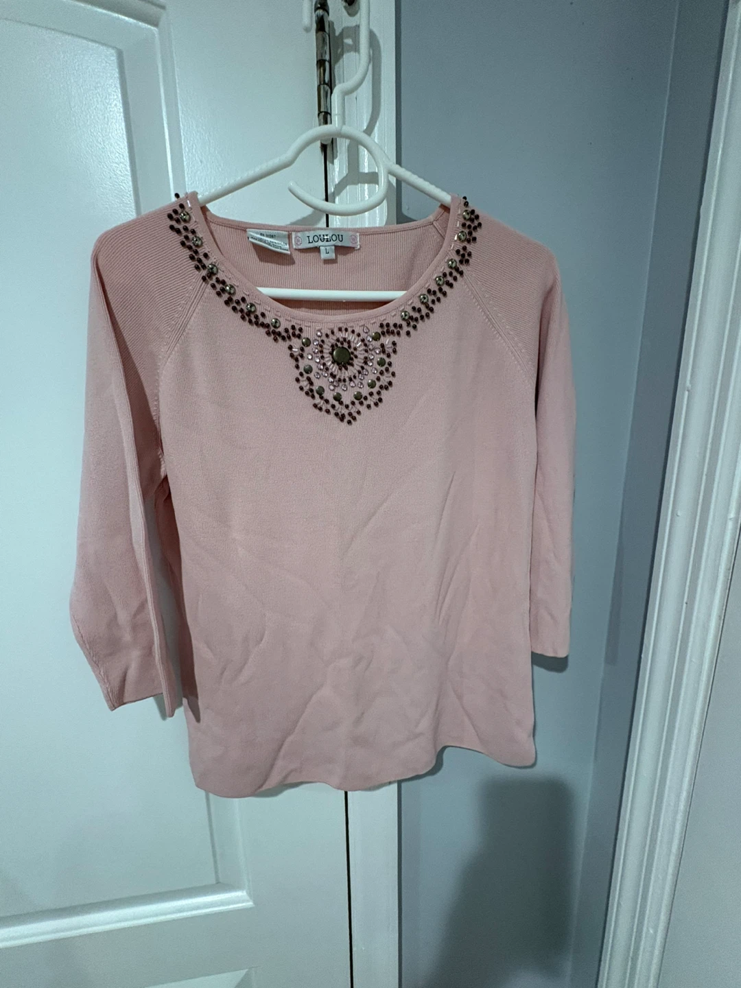 LouLou Pink Embellished Sweater - Size L
