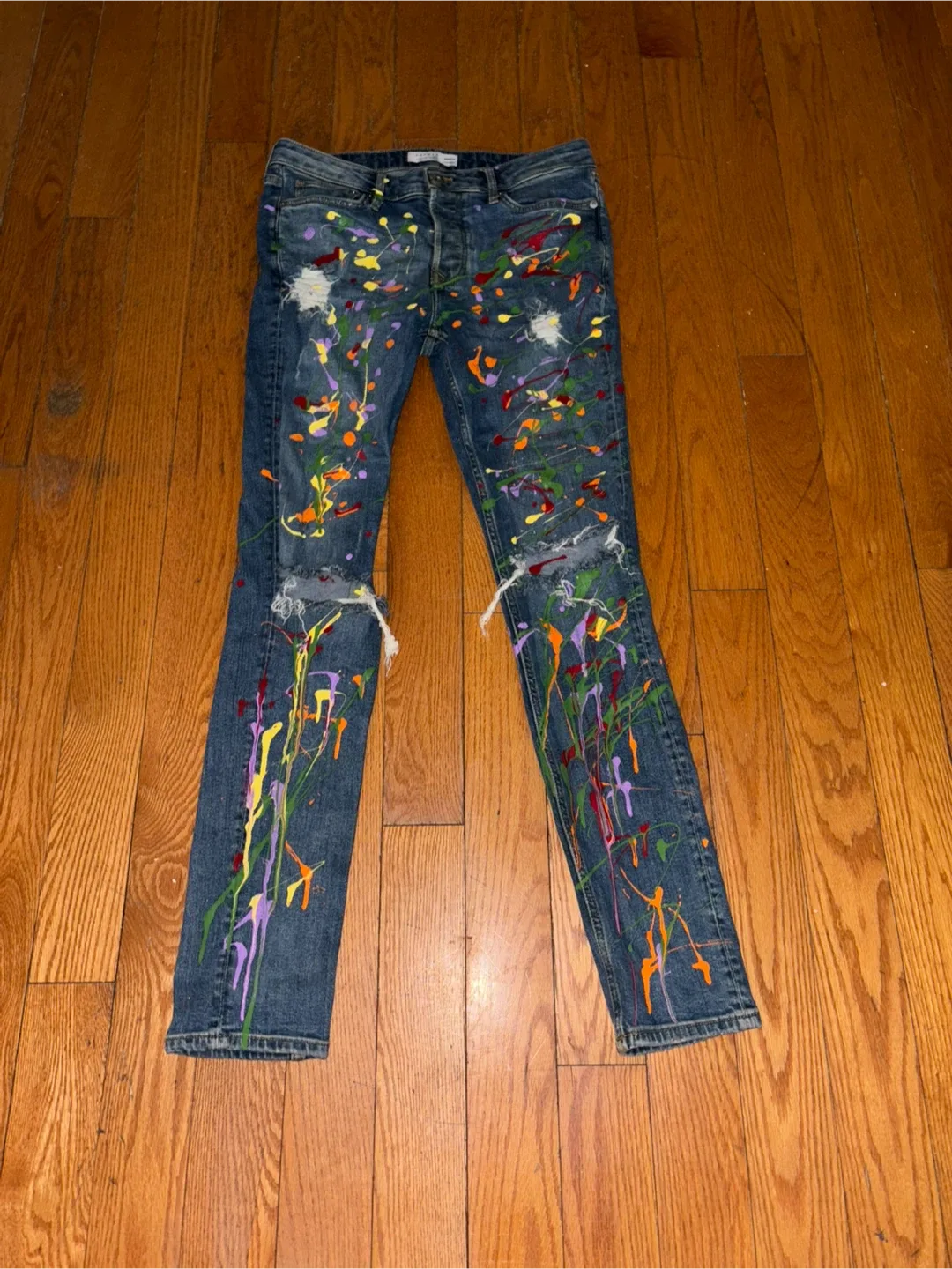 Distressed Painted Jeans thumbnail