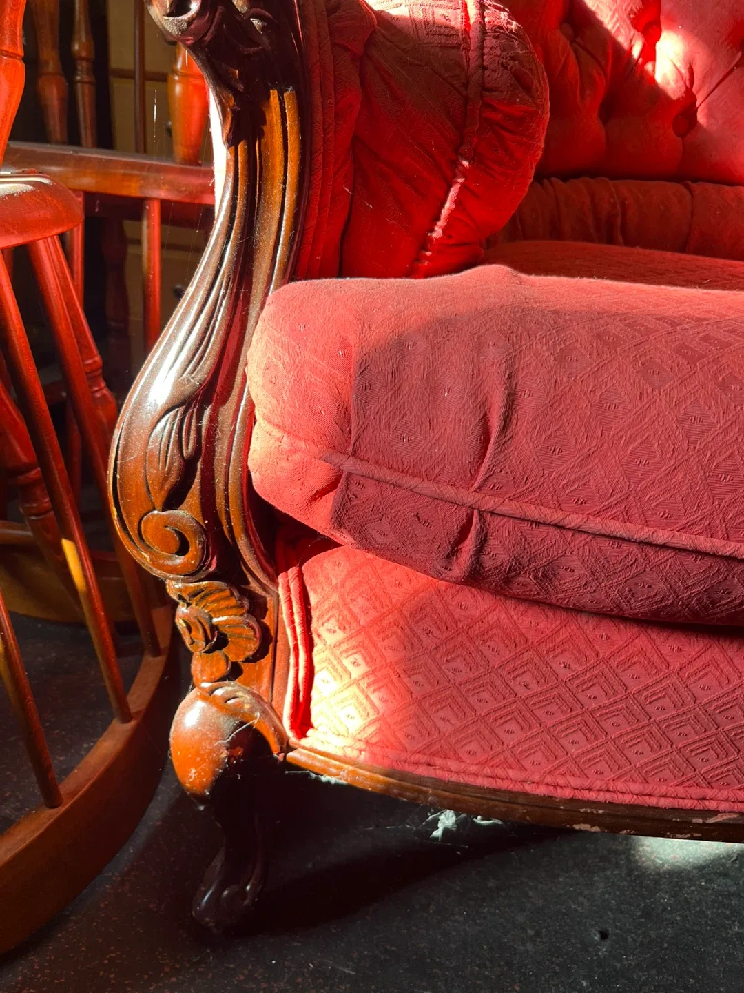 Red Antique Loveseat Sofa image indicator(3)