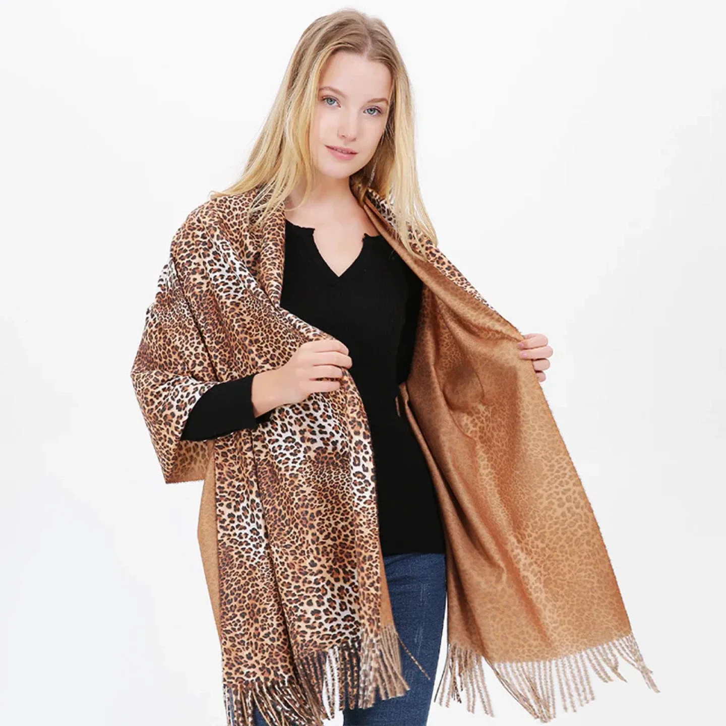 Reversible Leopard Print Scarf/Shawl thumbnail