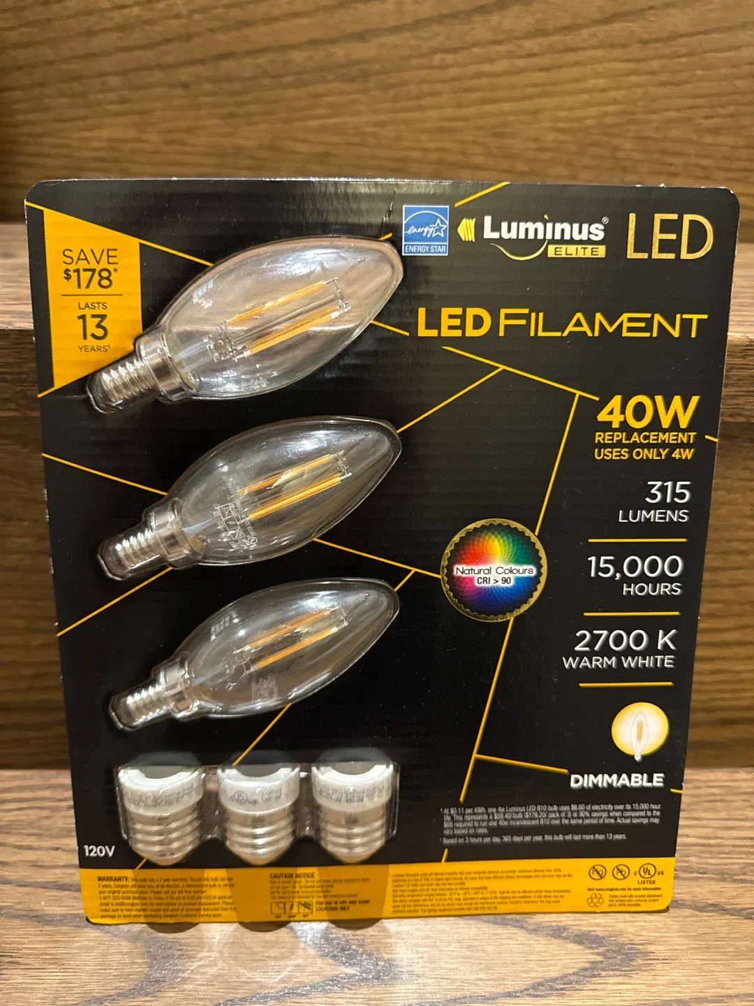 Luminus LED Filament 40W Bulbs (3-Pack) thumbnail