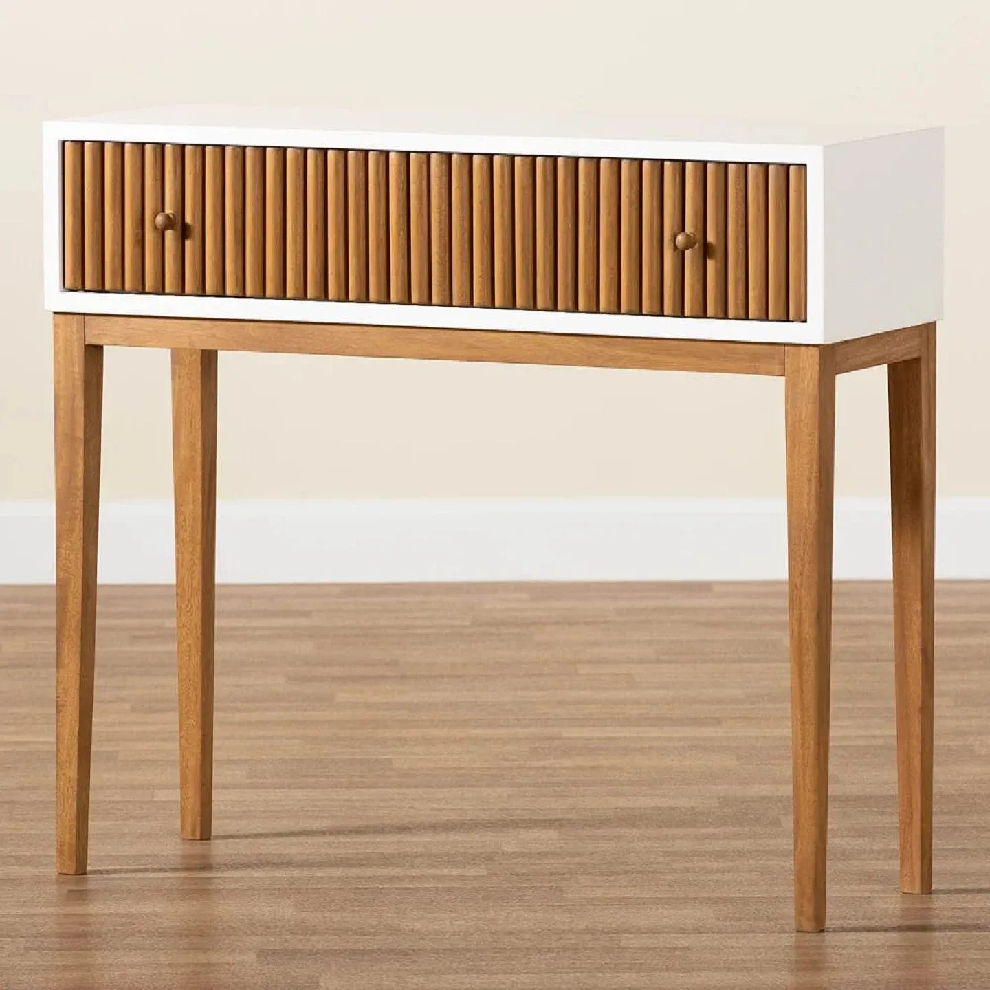 Console Table with Drawer - White & Wood image indicator(5)