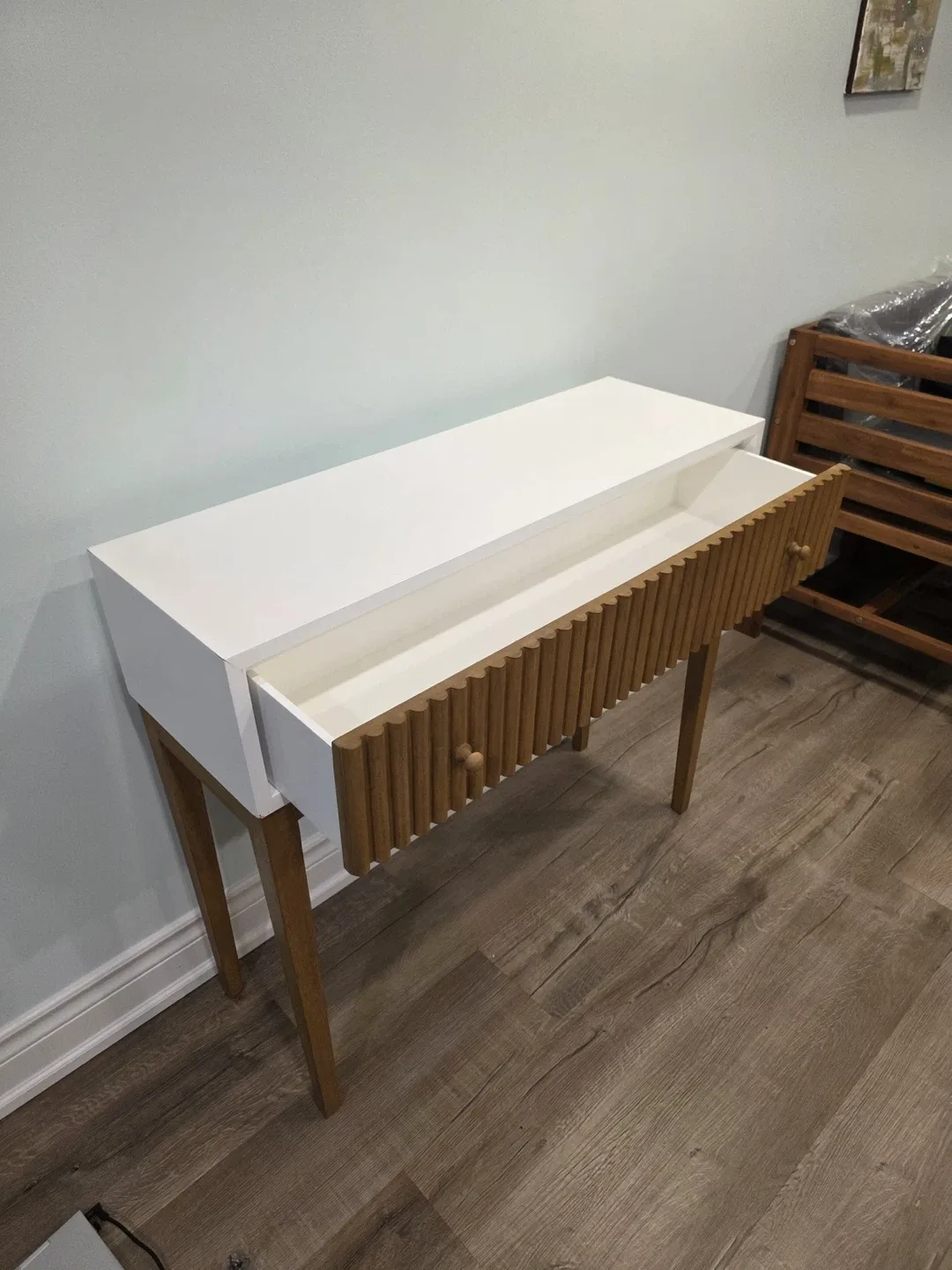 Console Table with Drawer - White & Wood image indicator(6)