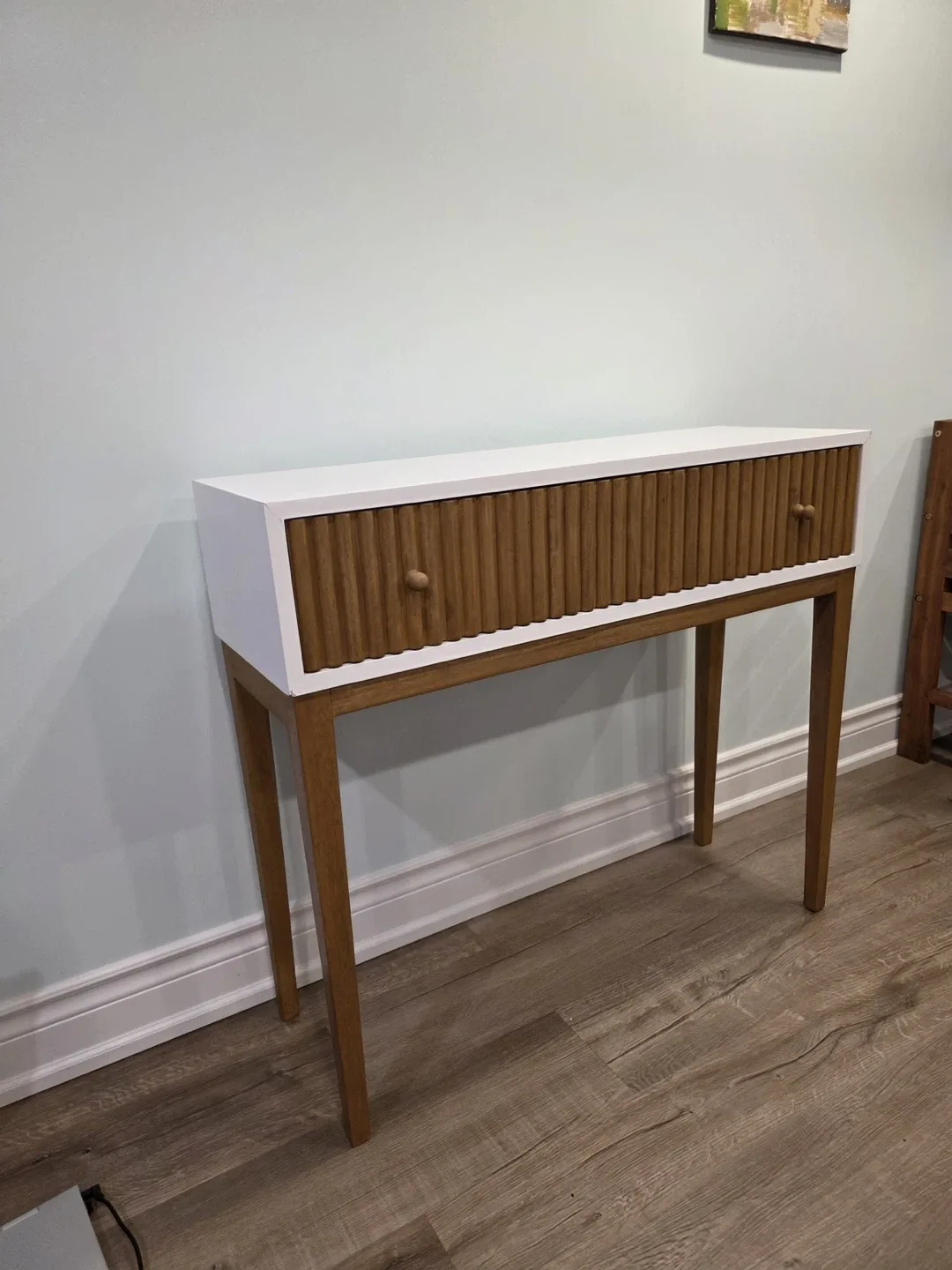 Console Table with Drawer - White & Wood image indicator(8)