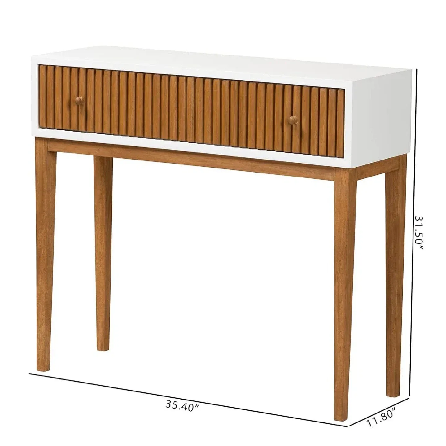 Console Table with Drawer - White & Wood image indicator(7)