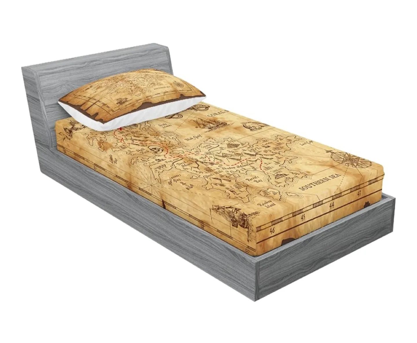 Ambesonne Island Map Twin Size Fitted Sheet Set thumbnail
