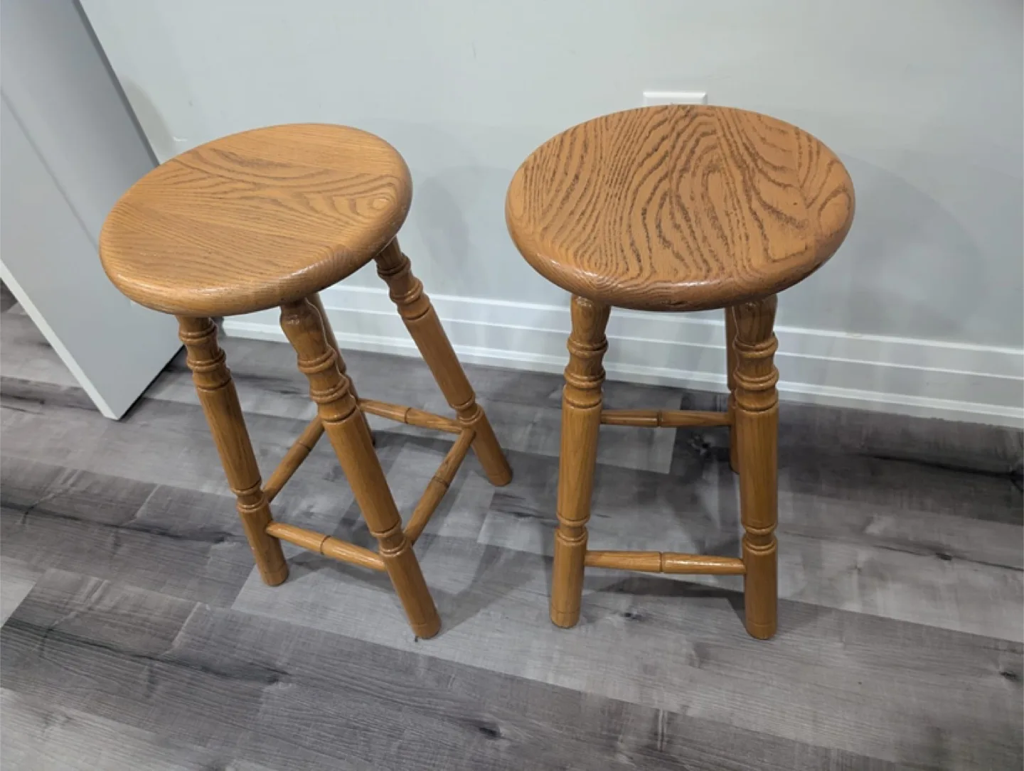 Wooden Side Table & 2 Oak Stools image indicator(3)