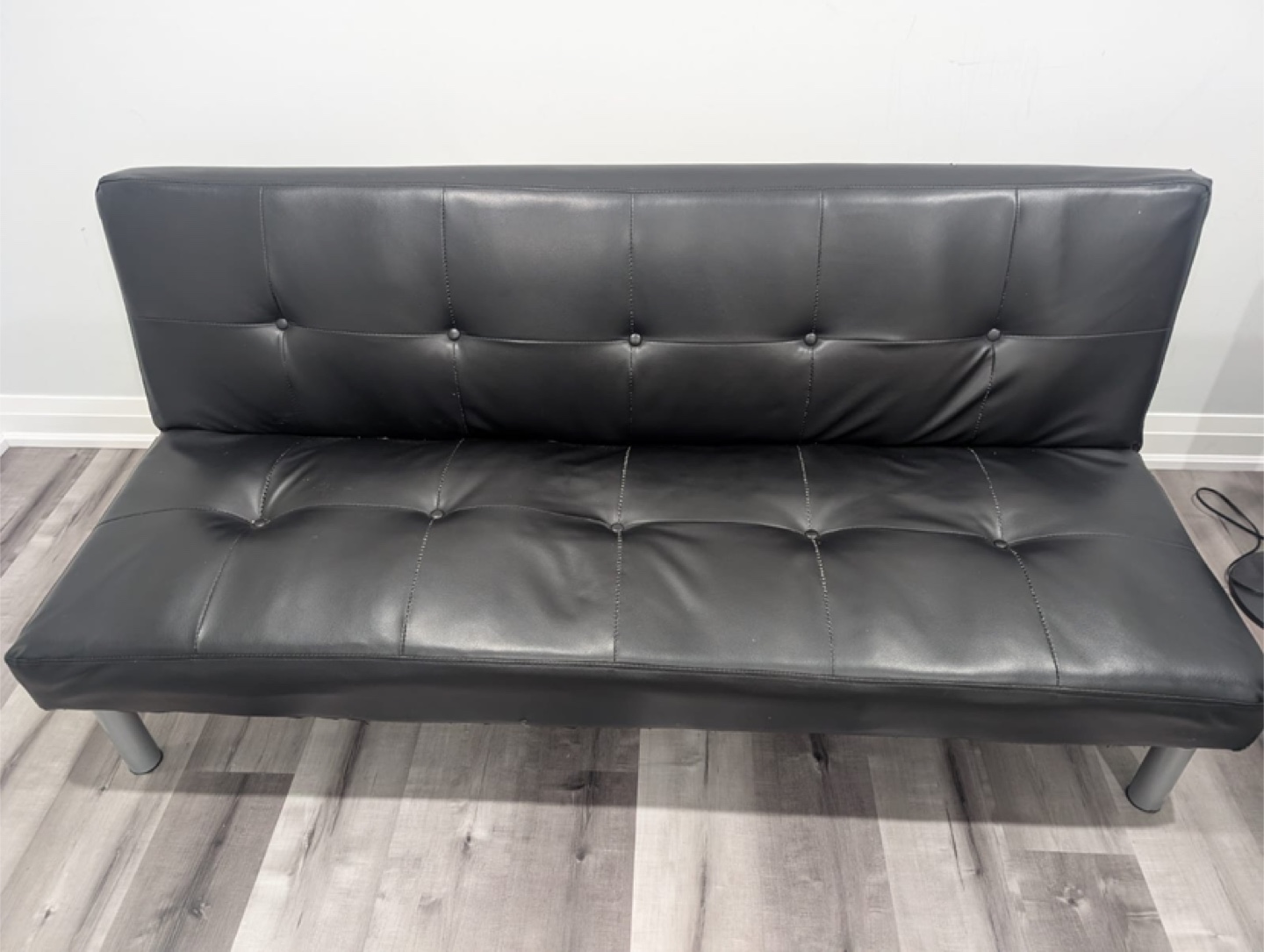 Mainstay- Black Faux Leather Futon