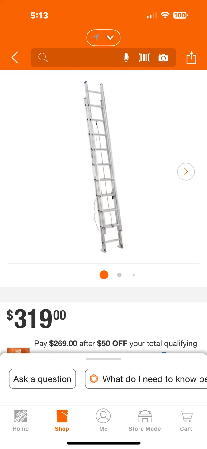 Werner 20 ft Aluminum Ladder - Type 1 - 250 lbs - photo 4