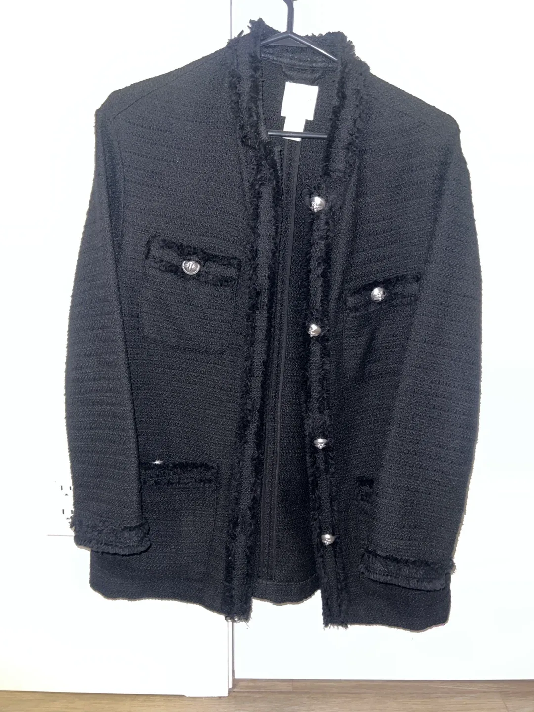 H&M Black Tweed Jacket - Size XS thumbnail