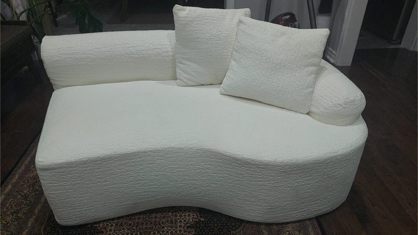 Off-White Chaise Lounge with Pillows thumbnail