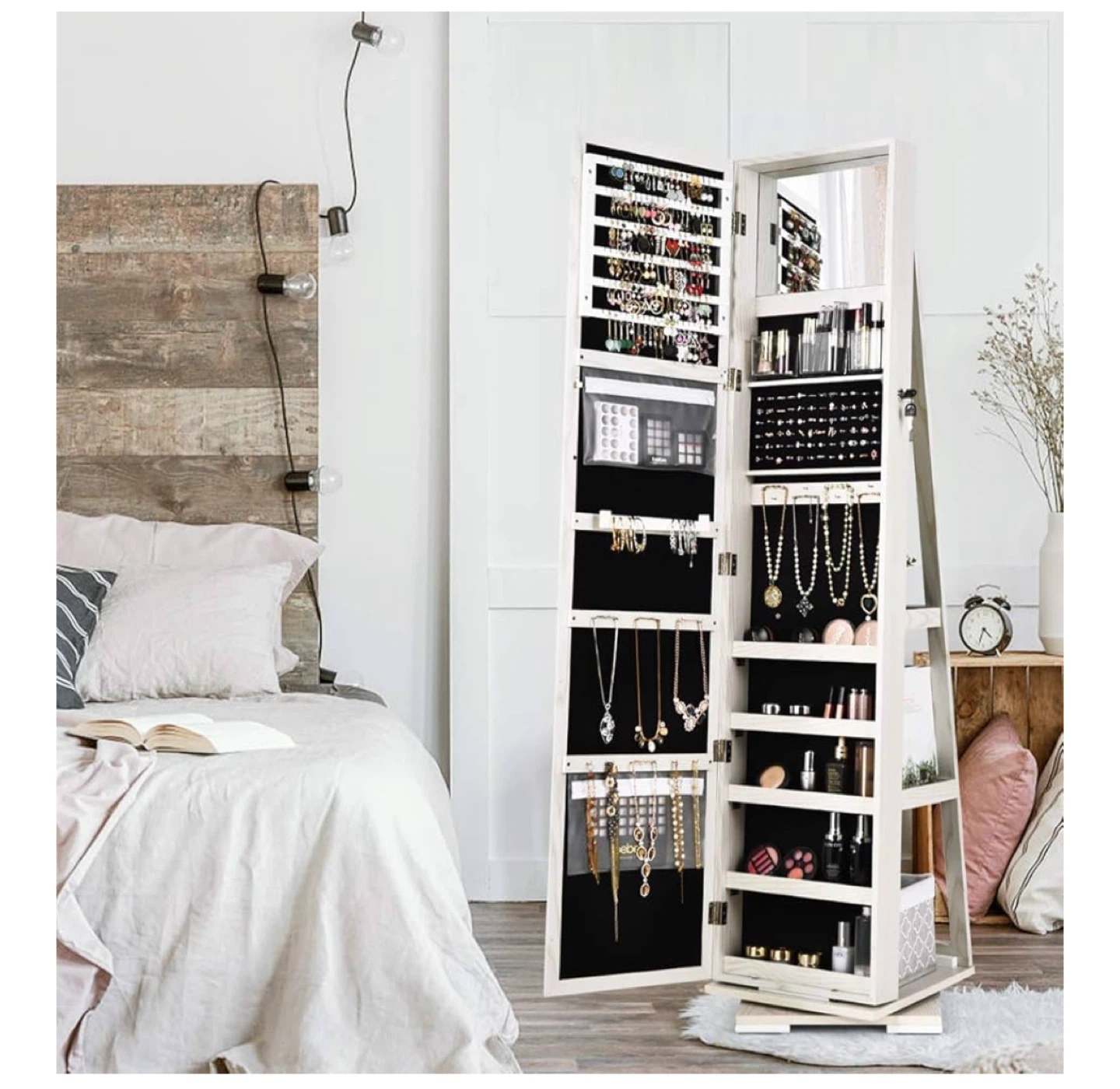 360° Swivel Jewelry Armoire with Full Length Mirror - photo 4