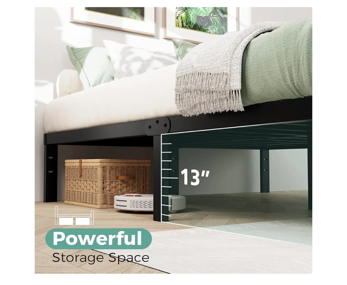 14 inches Twin Size Metal Bed Frame - Black image indicator(4)