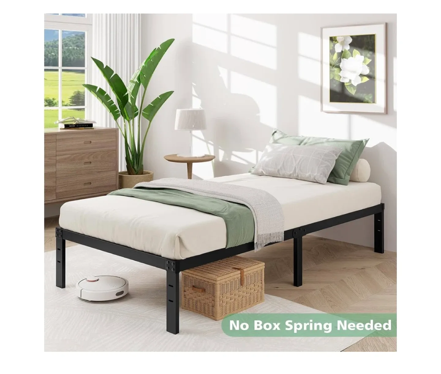 14 inches Twin Size Metal Bed Frame - Black image indicator(3)