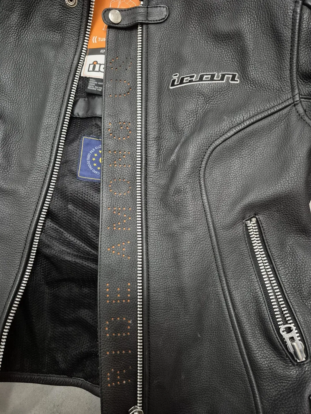 Icon Black Leather Motorcycle Jacket image indicator(3)