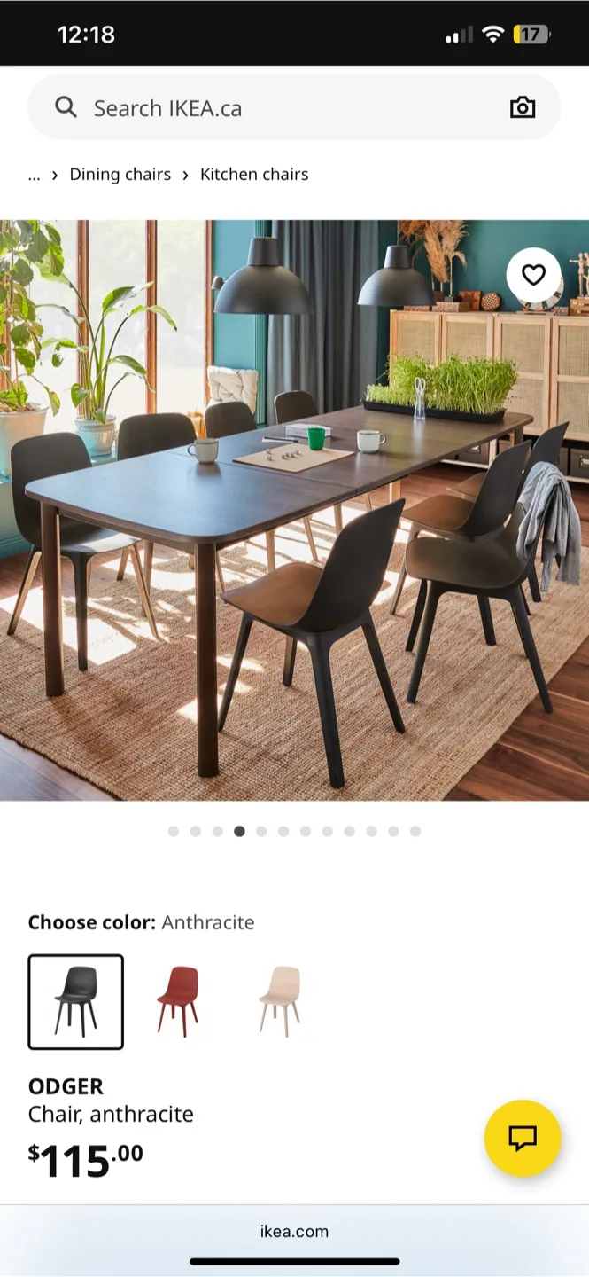 Set of 2 IKEA ODGER Black Chairs image indicator(6)