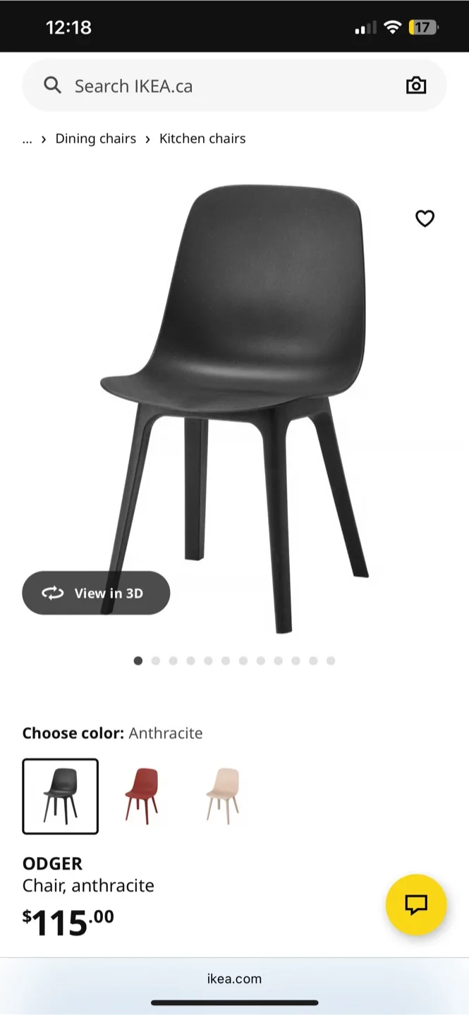 Set of 2 IKEA ODGER Black Chairs image indicator(5)
