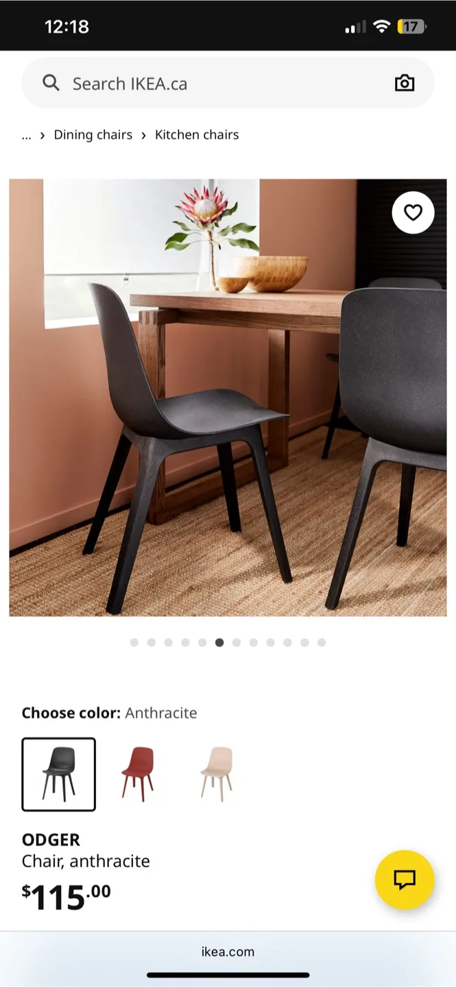 Set of 2 IKEA ODGER Black Chairs image indicator(7)