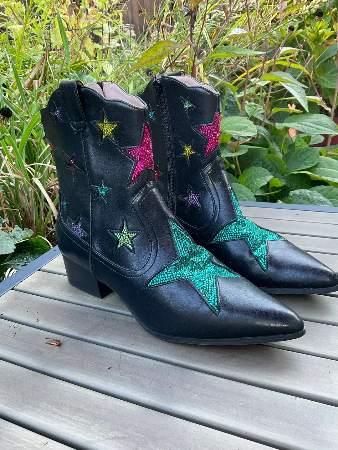 Black Cowboy Boots with Star Design thumbnail