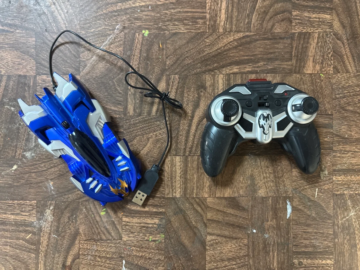 Wall Climbing: Blue & Silver RC Car with Controller