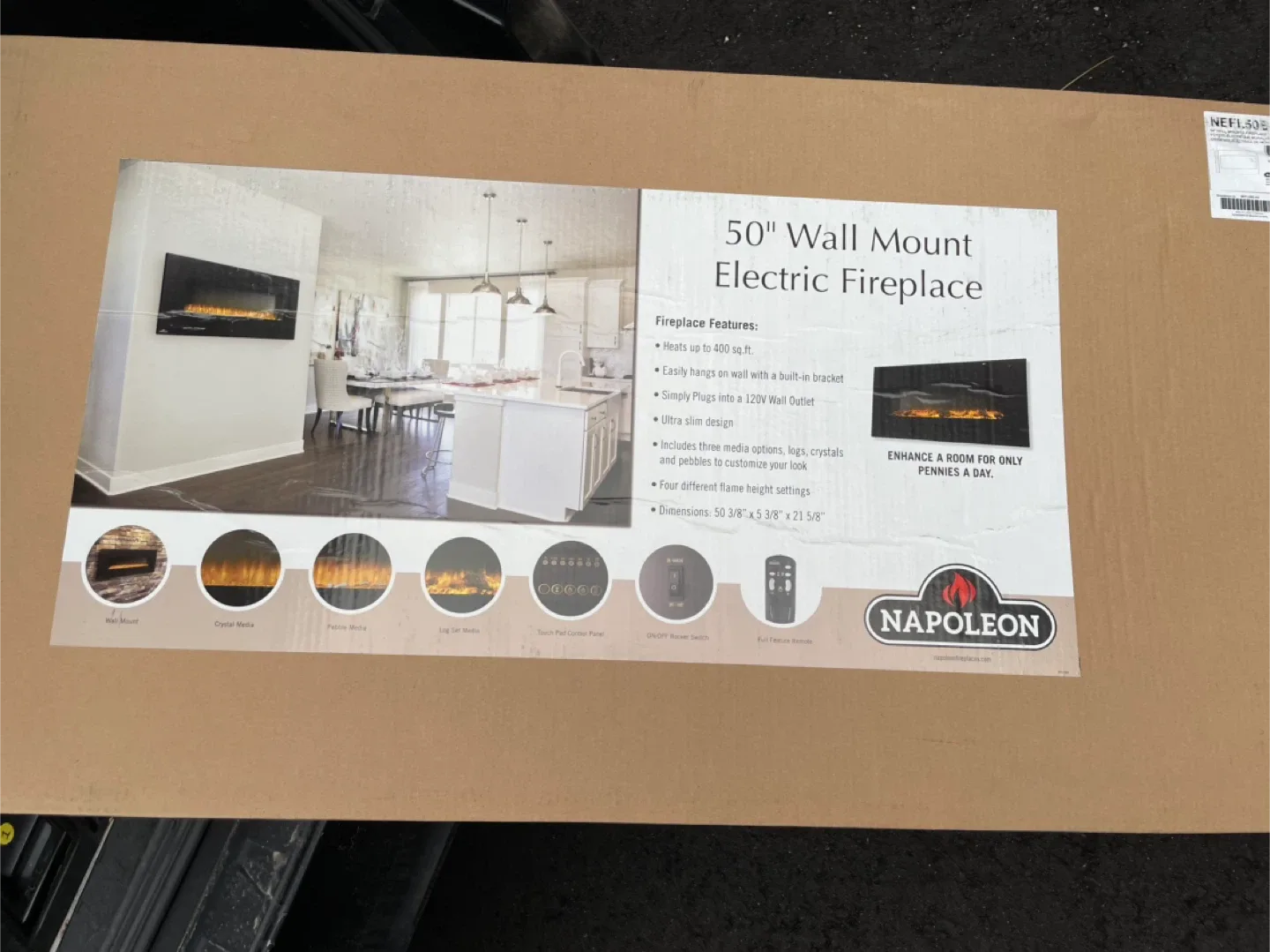 Napoleon 50" Wall Mount Electric Fireplace - New in Box!