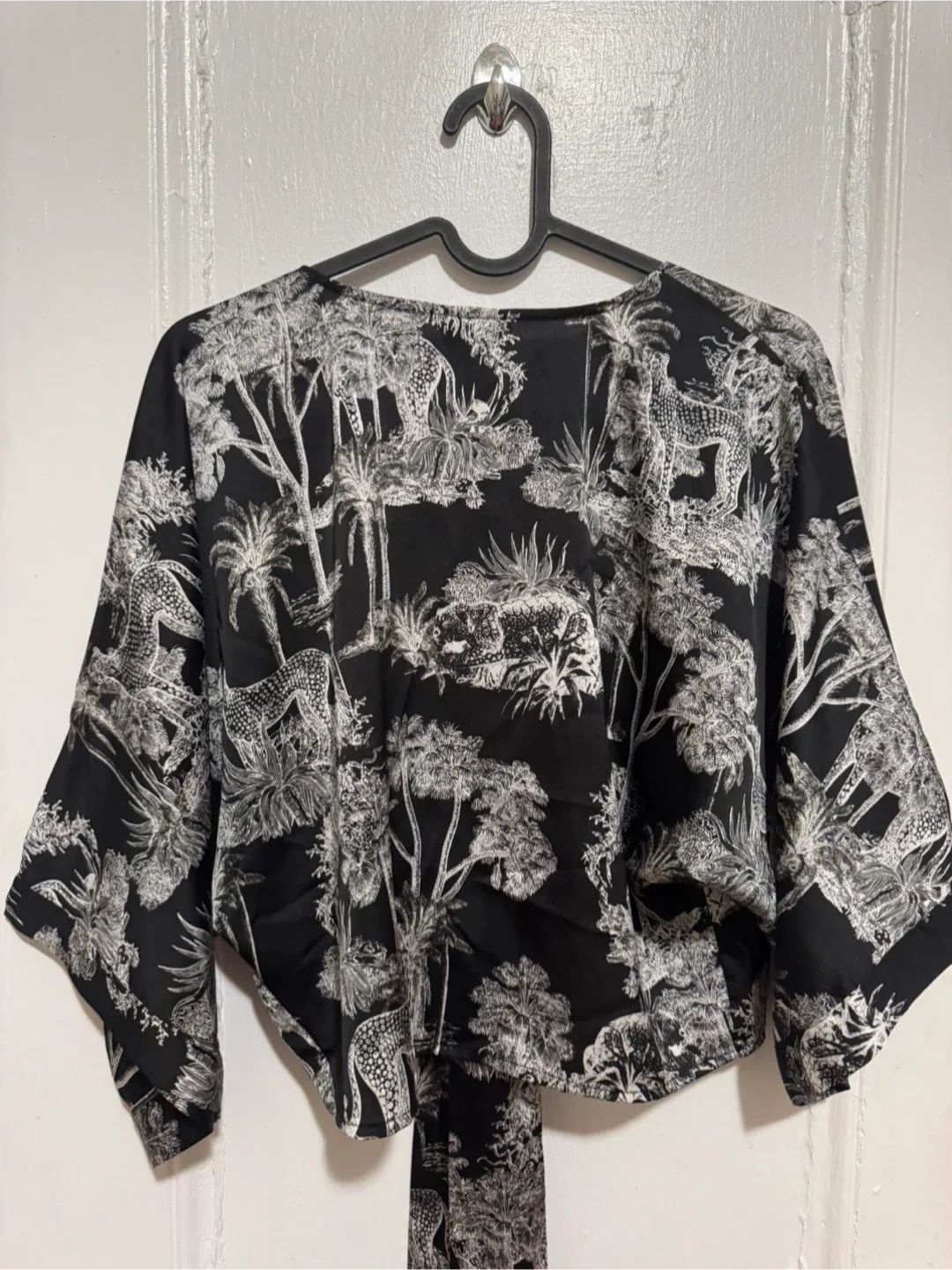 Black & White Animal Print Tie-Front Top image indicator(3)