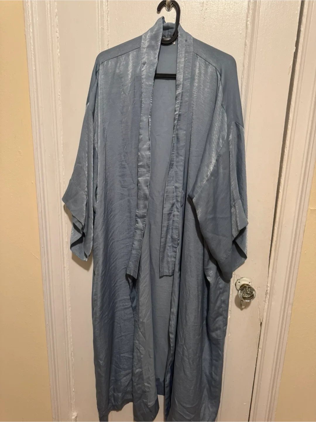 Blue Satin Kimono Robe thumbnail