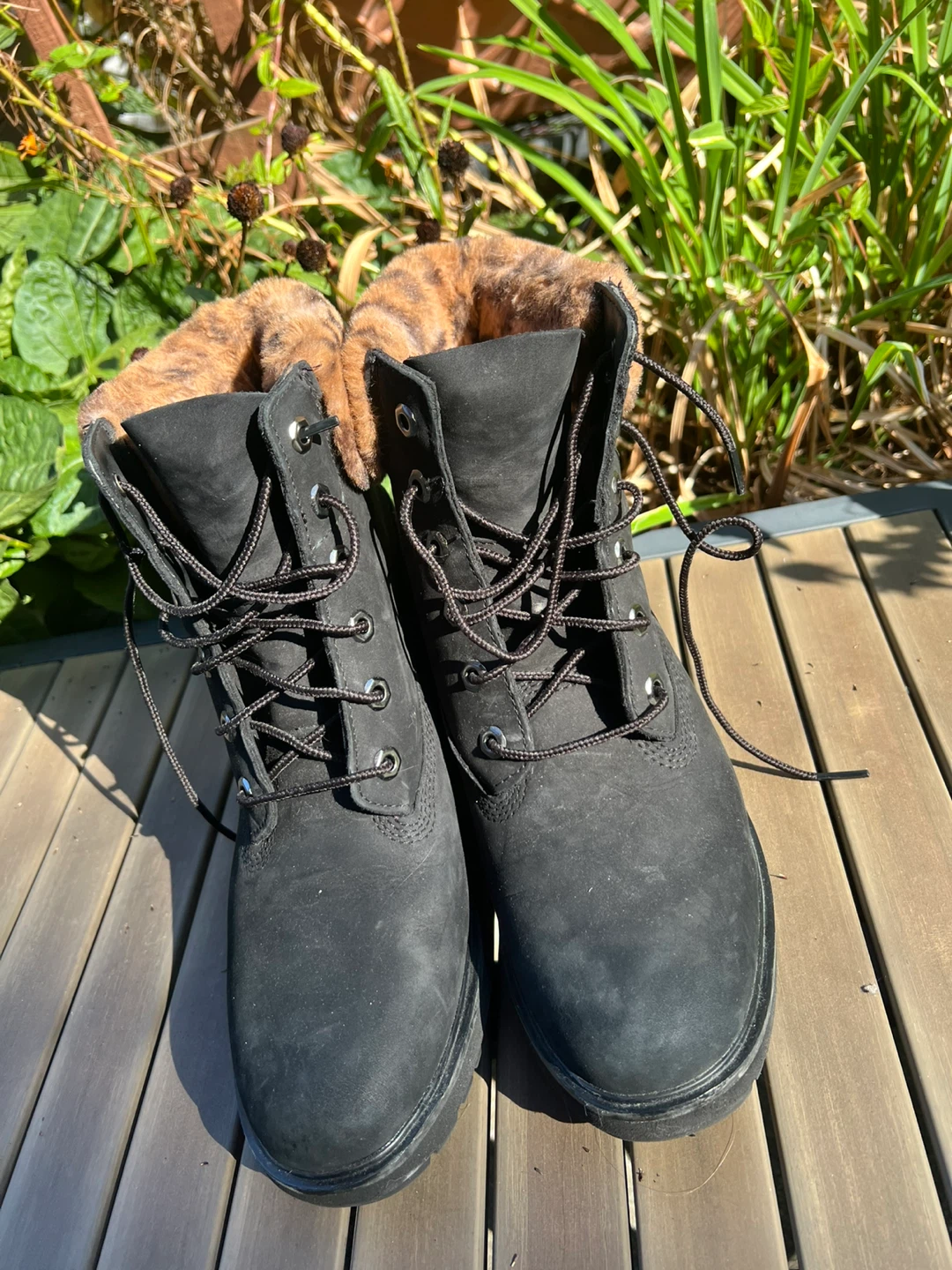 Timberland Black Suede Boots with Leopard Print Cuff - photo 4