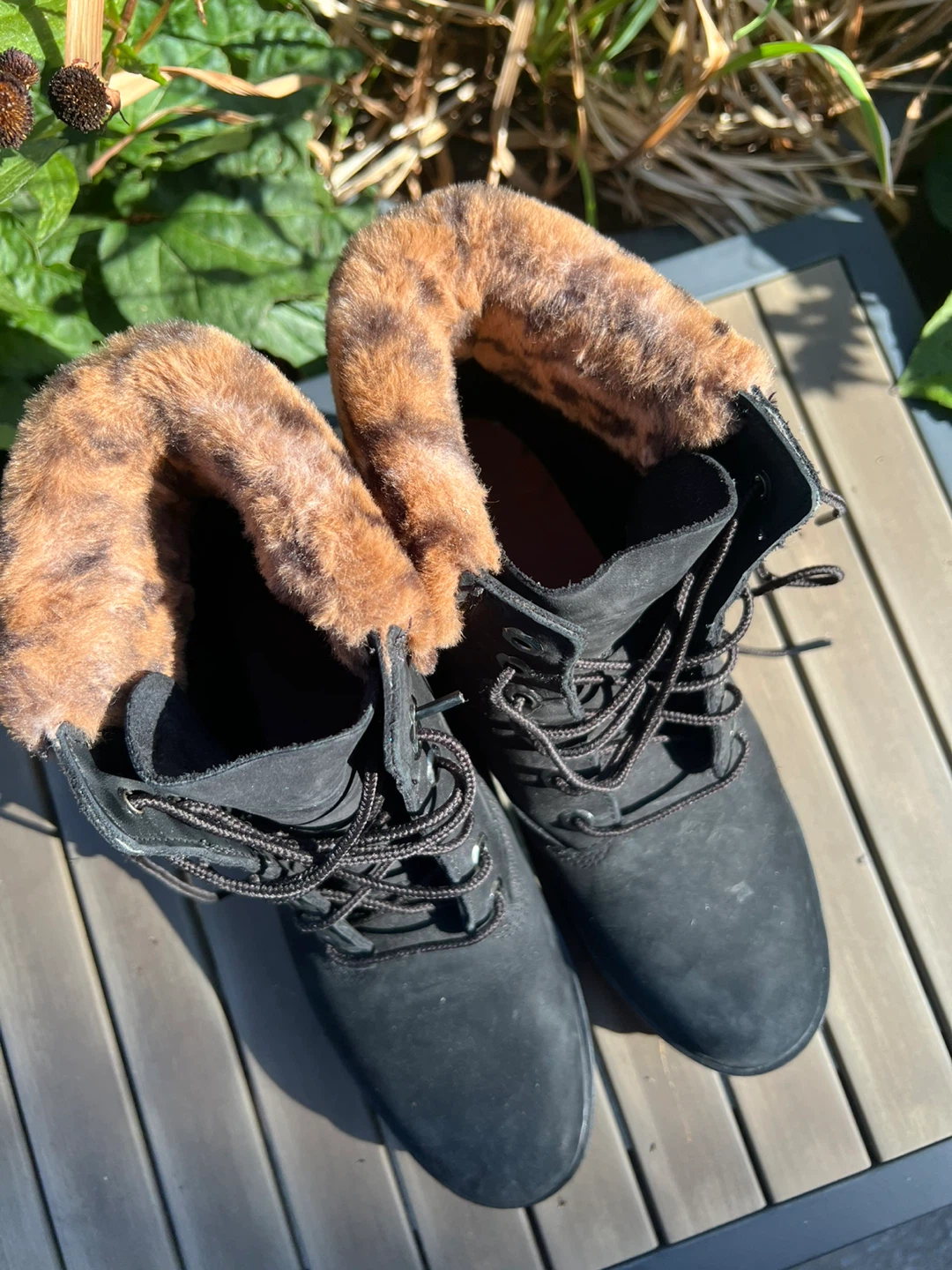 Timberland Black Suede Boots with Leopard Print Cuff - photo 5